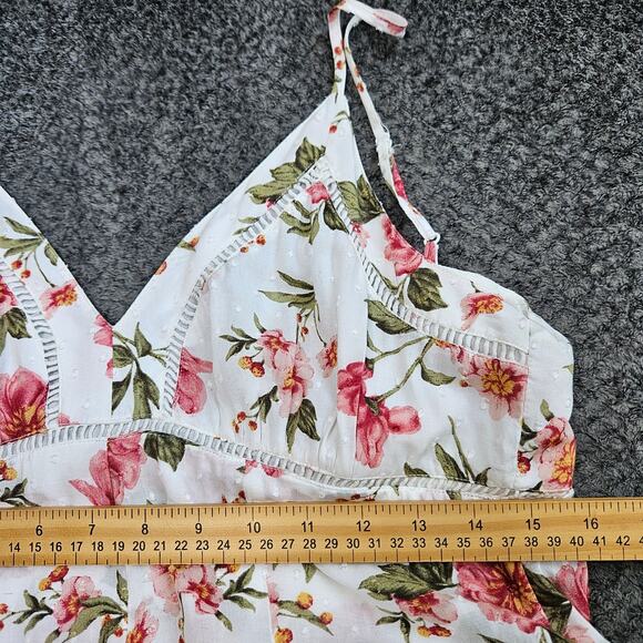 🦃American Eagle Floral Jumpsuit Size 4 White Pink Floral Feminine Easter Spring - Picture 15 of 16